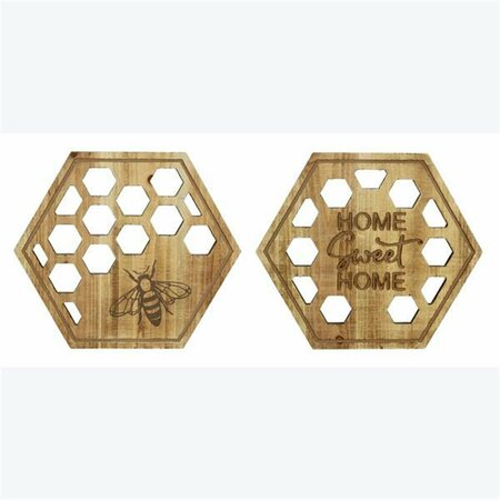 YOUNGS Wood Honeycomb Wall Decor, 2 Assorted Color 73952